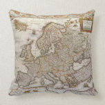 Antique Map of Europe, c1617 by Willem Jansz Blaeu Pillow