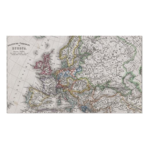 Antique Map of Europe circa 1862 Business Cards (front side)