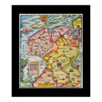 Antique Map of Fiesland - Fryslân - West Frisia posters by AntiqueImages Antique Map of Fiesland - Fryslân - West Frisia posters