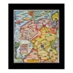 Antique Map of Fiesland - Fryslân - West Frisia posters
