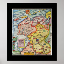 Antique Map of Fiesland - Fryslân - West Frisia Poster