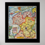 Antique Map of Fiesland - Fryslân - West Frisia Poster