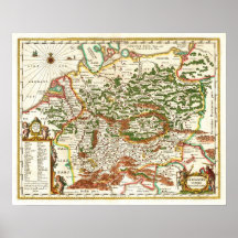Antique Map of Germany c. 1657 Poster