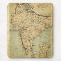 Antique Map of India in the 19th Century Mouse Mat