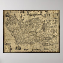 Antique Map of Ireland 1606 Posters