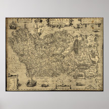 Antique Map of Ireland 1606 Posters