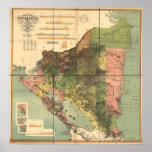 Antique Map of Nicaragua 1898 Poster