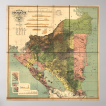 Antique Map of Nicaragua 1898 posters