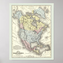 Antique Map of North America Poster