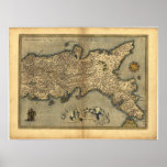 Antique Map of Southern Italy ORTELIUS ATLAS 1570 Posters