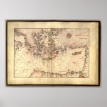 Antique Map of the Eastern Mediterranean Sea Print