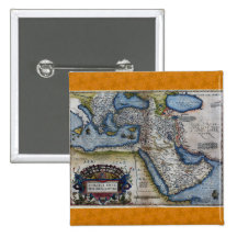Antique Map of The Middle East Pinback Buttons