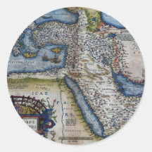 Antique Map of The Middle East Round Stickers