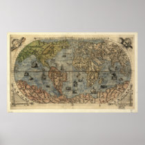 Antique Map of the World as of 1565 Posters