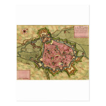 Antique map of town and citadel of Valenciennes Post Cards
