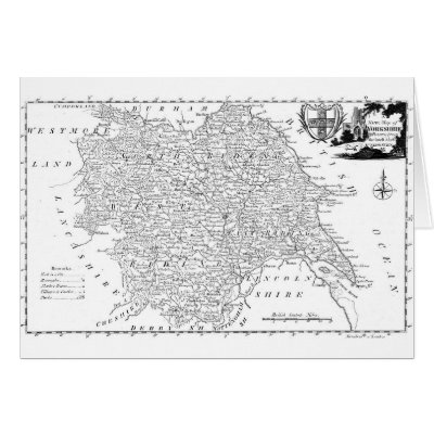 Antique Map of Yorkshire 1786 Greeting Cards by exifyde