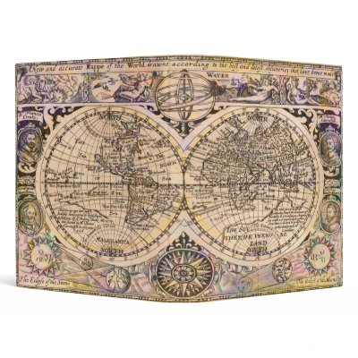 Antique Maps - World Discoveries, by GalleryGifts Vinyl Binder by GalleryGifts