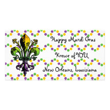 Antique Mardi Gras Fleur Custom Photo Card