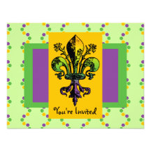 Antique Mardi Gras Fleur Invitation