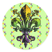 Antique Mardi Gras Fleur Round Sticker