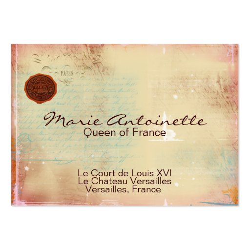 Antique Marie Antoinette Business Cards (back side)