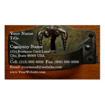 Antique Old Rusty Drawer Handle with a Keyhole Business Card Template