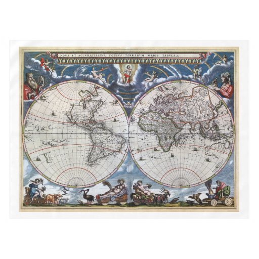 Antique old world map 1664 Restored Tablecloth Zazzle