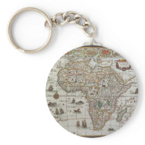 Antique Old World Map of Africa, c. 1635 Key Chain