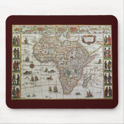 Antique Old World Map of Africa, c. 1635 Mouse Pads