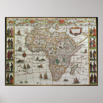 Antique Old World Map of Africa, c. 1635 Poster