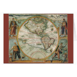Antique Old World Map of the Americas, 1597 Cards