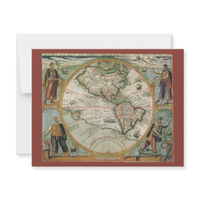 Antique Old World Map of the Americas, 1597 Custom Invitations by YesterdayCafe