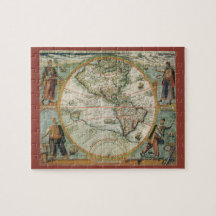 Antique Old World Map of the Americas, 1597 Puzzle