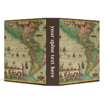 Antique Old World Map of the Americas, 1606 Binders