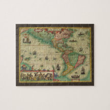 Antique Old World Map of the Americas, 1606 Jigsaw Puzzle