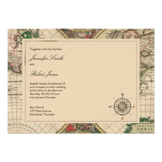 Antique Old World Map Wedding Invitation