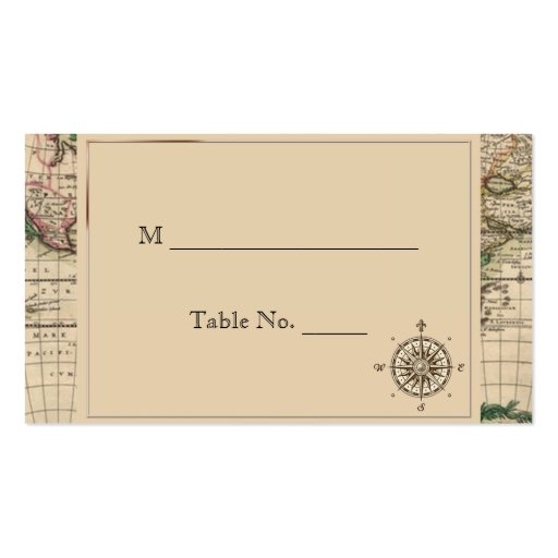 Antique Old World Map Wedding Place Cards Business Card Template (front side)