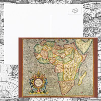 Vintage World  on Antique Old World Mercator Map Of Africa  1633 Postcard From Zazzle