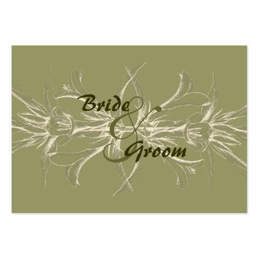 Antique Olive Floral Save the Date Business Card Template (front side)