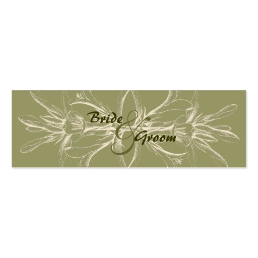 Antique Olive Floral Save the Date Business Card (front side)