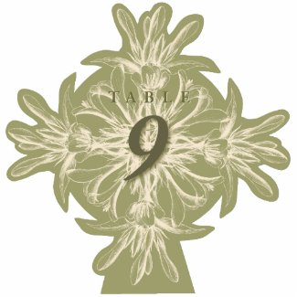 Antique Olive Floral Table Number Cut Out photosculpture