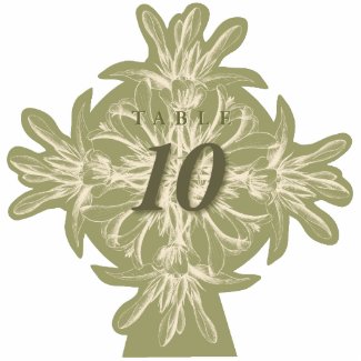Antique Olive Floral Table Number CutOut photosculpture