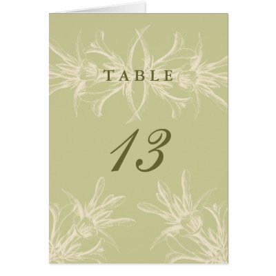 Antique Olive Floral Table Place Cards