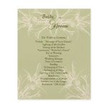 Antique Olive Floral Wedding Program Full Color Flyer