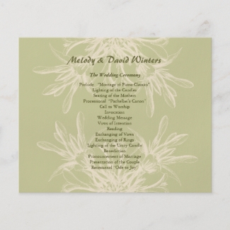 Antique Olive Floral Wedding Program