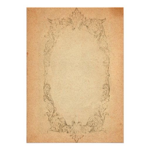 Antique Oval Parchment Wedding Invitation