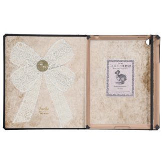 Antique Paper and Lace Bow DODO iPad Case