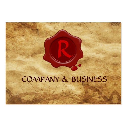 ANTIQUE PARCHMENT, RED WAX SEAL MONOGRAM BUSINESS CARD TEMPLATE (back side)