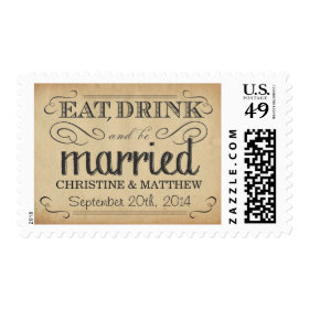 Antique Parchment Rustic Country Wedding Postage