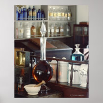 Antique pharmacy bottles poster